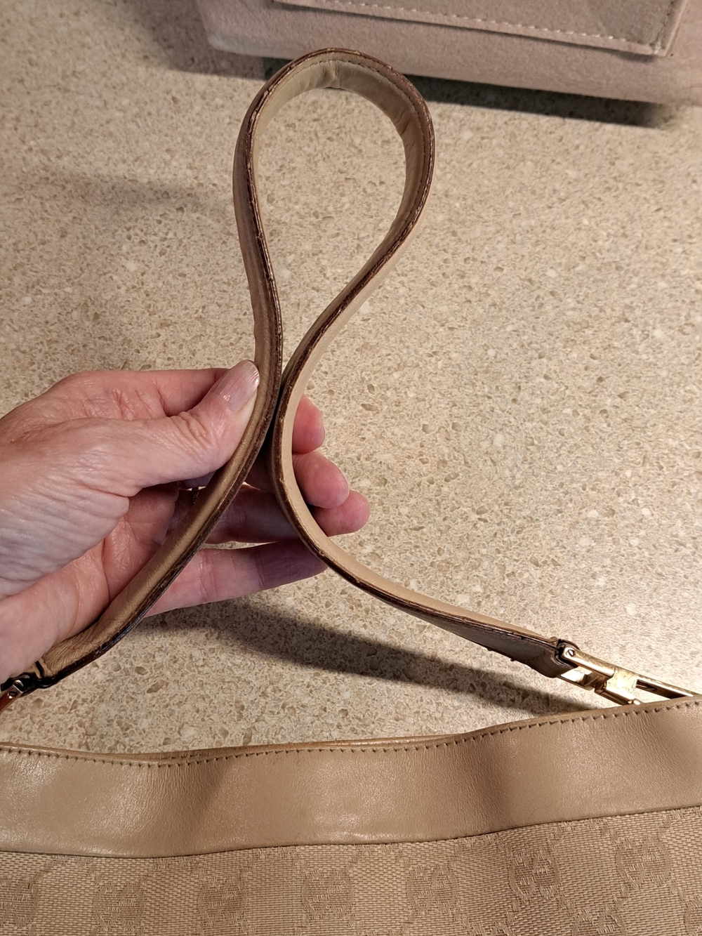 Gucci Beige Monogram Canvas Shoulder Bag with Gold Hardware - Picture 11 of 16